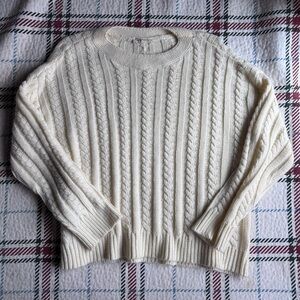 Vintage Cozy Cream Cable Knit Sweater